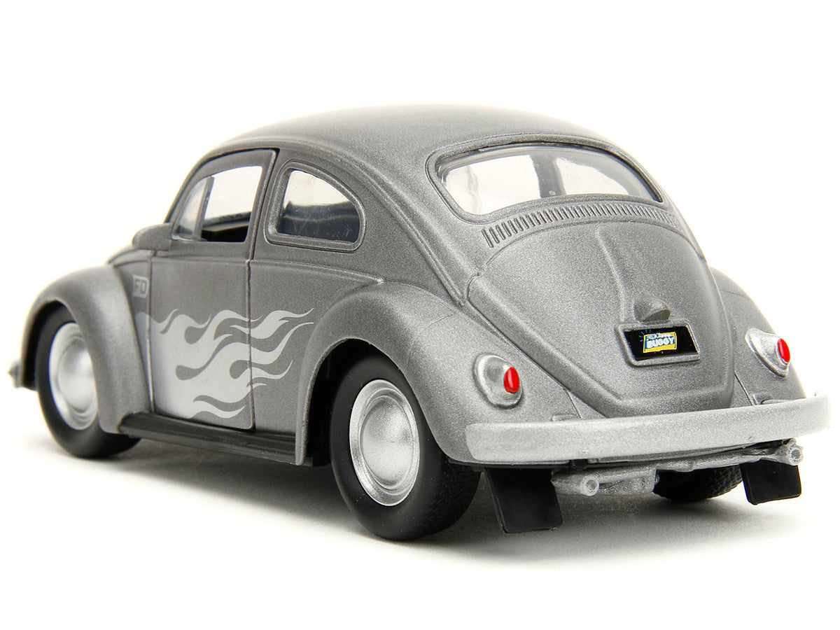 1959 Volkswagen Beetle Gray Metallic with Silver Flames and Boxing Gloves Accessory "Punch Buggy" Series 1/32 Diecast Model Car by Jada-4