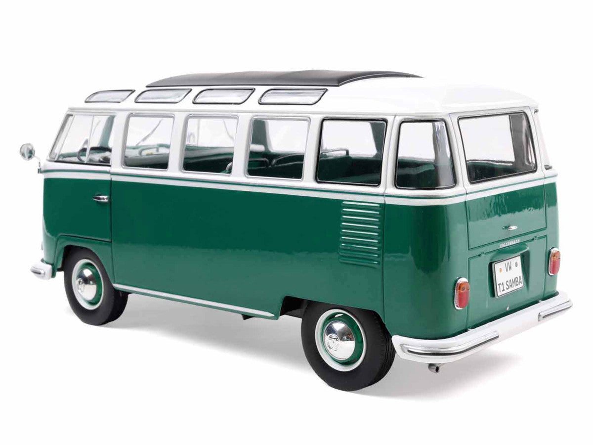 1962 Volkswagen T1 Samba Bus Green and White 1/18 Diecast Model Car by Solido-4
