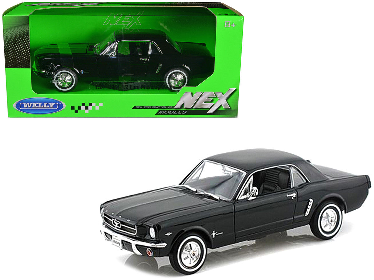 1964 1/2 Ford Mustang Coupe Hard Top Black 1/24 Diecast Model Car by Welly-0