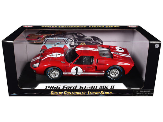 1966 Ford GT-40 MK 2 Red #1 1/18 Diecast Model Car by Shelby Collectibles-1