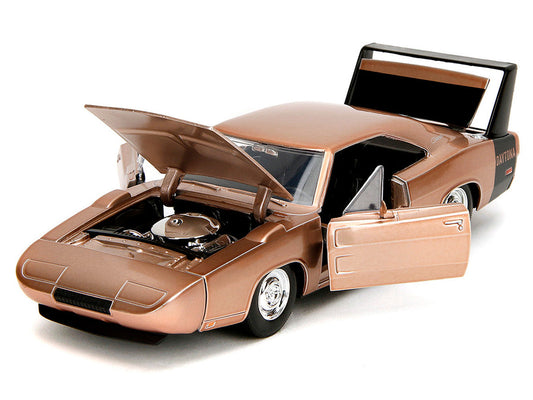 1969 Dodge Charger Daytona Bronze Metallic with Black Tail Stripe "Bigtime Muscle" Series 1/24 Diecast Model Car by Jada-1