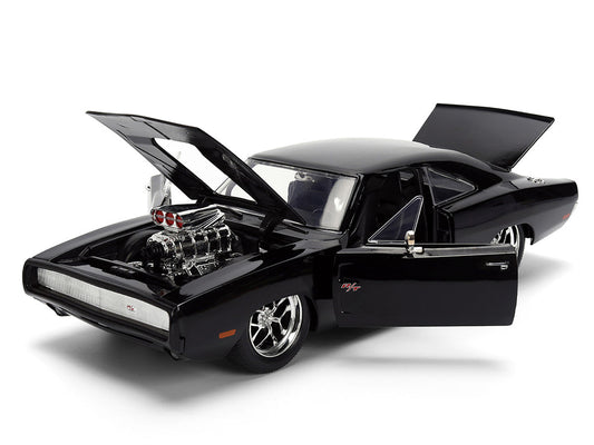 1970 Dodge Charger R/T Black "Furious 7" (2015) Movie "Fast & Furious" Series 1/24 Diecast Model Car by Jada-1