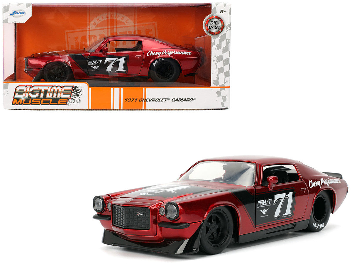 1971 Chevrolet Camaro #71 Red Metallic with Black Stripes "Bigtime Muscle" Series 1/24 Diecast Model Car by Jada-4