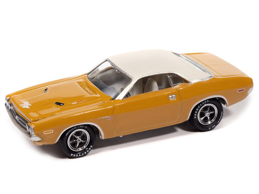 1971 Dodge Challenger R/T Butterscotch with White Top and Interior "Classic Gold Collection" 1/64 Diecast Model Car by Johnny Lightning-1