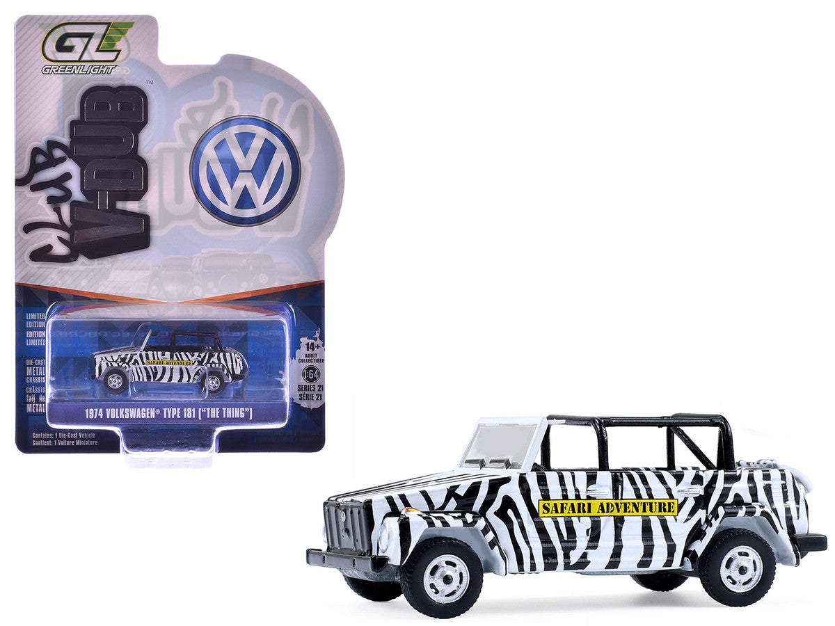 1974 Volkswagen Thing (Type 181) "Safari Adventure" Black and White Zebra Stripes "Club Vee-Dub" Series 21 1/64 Diecast Model Car by Greenlight-4