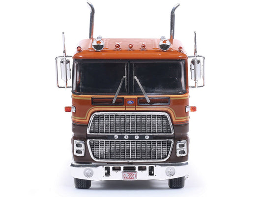 1976 Ford CL 9000 Truck Tractor Brown Two-Tone with Graphics 1/64 Diecast Model by IXO Models-1