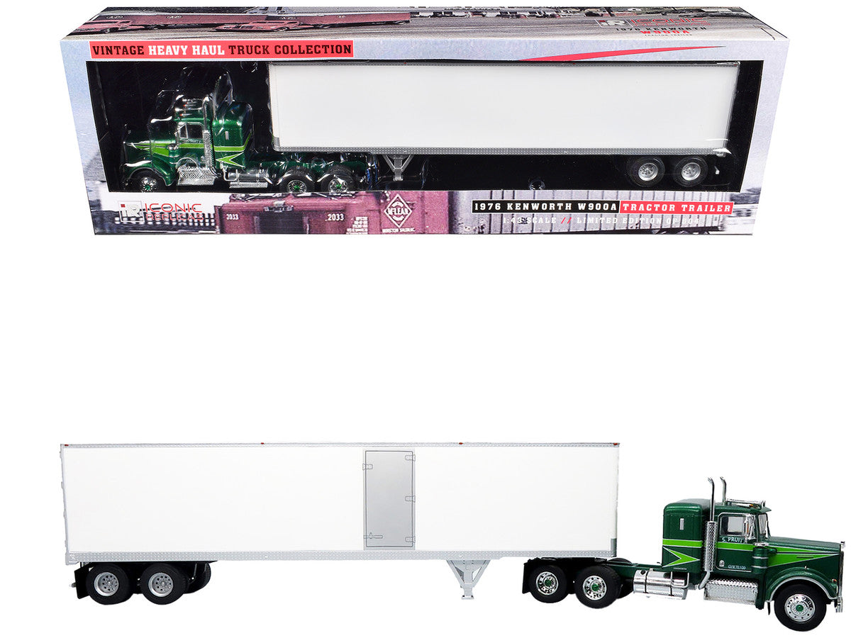 1976 Kenworth W900A Tractor with Dry Goods Trailer Green Metallic with Light Green Graphics "Vintage Heavy Haul Truck Collection" 1/43 Diecast Model by Iconic Replicas-5