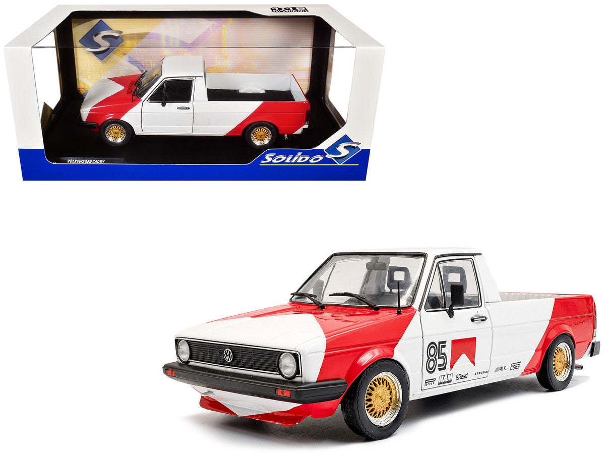 1983 Volkswagen Caddy MK 1 Pickup Truck "Red Cowboy Racing Tribute" White and Red 1/18 Diecast Model Car by Solido-4