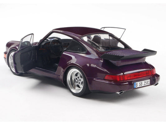 1990 Porsche 911 (964) Turbo Violet Blue Metallic 1/18 Diecast Model Car by Solido-1
