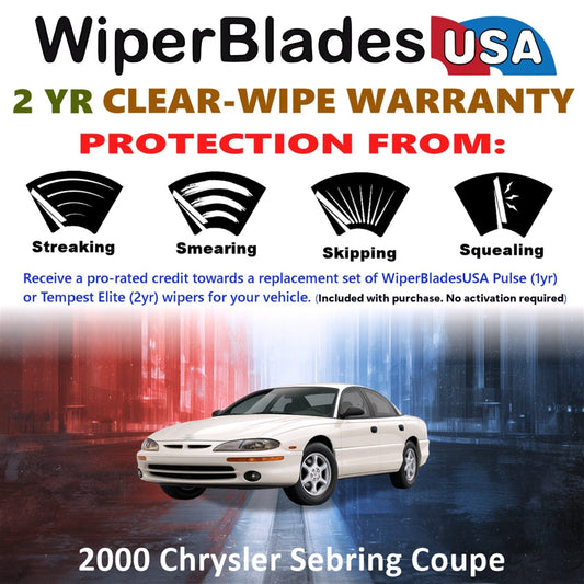 2000 Chrysler Sebring (Coupe) Wiper Blades w/2yr Wear Warranty (Set of 2) Wipers-1