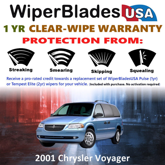 2001 Chrysler Voyager Wiper Blades w/1yr Wear Warranty (Set of 2) Wipers-1