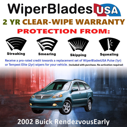 2002 Buick Rendezvous (Early) Wiper Blades w/2yr Warranty (Set of 3) w/Rear Wipers-1