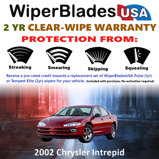 2002 Chrysler Intrepid Wiper Blades w/2yr Wear Warranty (Set of 2) Beam Wipers-1