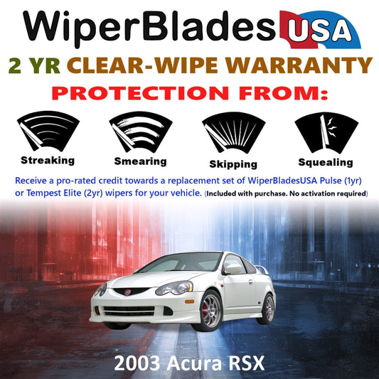 2003 Acura RSX Wiper Blades Set w/2yr Warranty (Set of 2) Tempest Elite Wipers-1