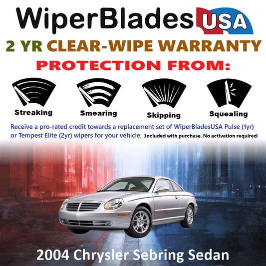 2004 Chrysler Sebring (Sedan) Wiper Blades w/2yr Wear Warranty (Set of 2) Wipers-1