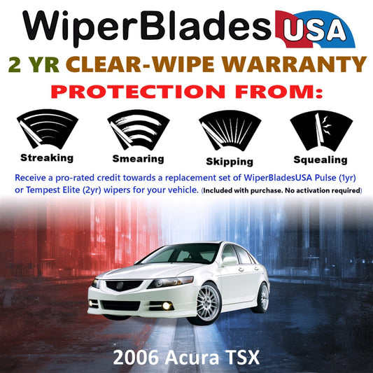 2006 Acura TSX Wiper Blades Set w/2yr Warranty (Set of 2) Tempest Elite Wipers-1