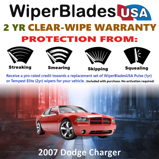 2007 Dodge Charger Wiper Blades Set w/2yr Wear Warranty (Set of 2) Tempest Elite-1