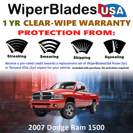 2007 Dodge Ram 1500 Wiper Blades Set w/1yr Warranty (Set of 2) Pulse Beam Wipers-1
