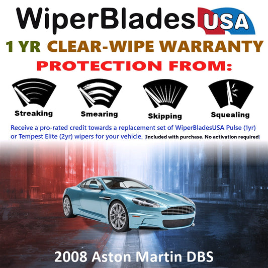 2008 Aston Martin DBS Wiper Blades w/1yr Wear Warranty (Set of 2) Wipers-1