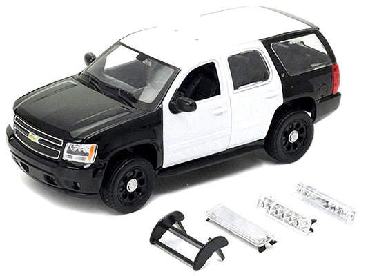 2008 Chevrolet Tahoe Unmarked Police Car Black and White 1/24 Diecast Model Car by Welly-1