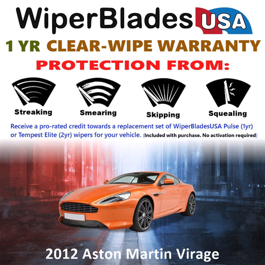2012 Aston Martin Virage Wiper Blades w/1yr Wear Warranty (Set of 2) Wipers-1