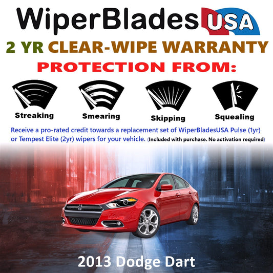 2013 Dodge Dart Wiper Blades Set w/2yr Warranty (Set of 2) Tempest Elite Wipers-1