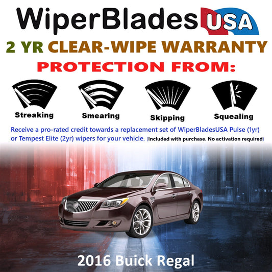 2016 Buick Regal Wiper Blades Set w/2yr Warranty (Set of 2) Tempest Elite Wipers-1