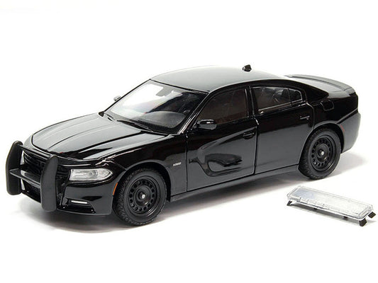 2016 Dodge Charger Pursuit Police Interceptor Black Unmarked "Police Pursuit" Series 1/24 Diecast Model Car by Welly-1