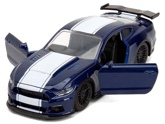2016 Ford Mustang GT Dark Blue Metallic with White Stripe "F9" (2021) Movie "Fast & Furious" Series 1/32 Diecast Model Car by Jada-3