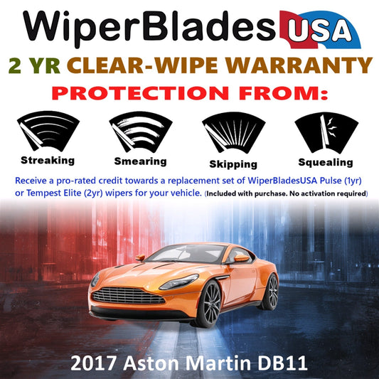2017 Aston Martin DB11 Wiper Blades w/2yr Wear Warranty (Set of 2) Beam Wipers-1