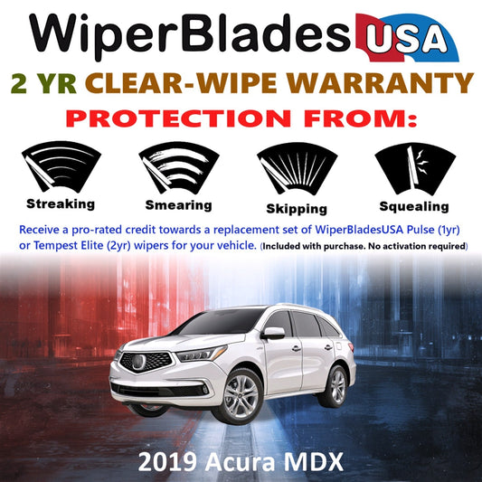 2019 Acura MDX Wiper Blades Set w/2yr Warranty (Set of 2) Tempest Elite Wipers-1