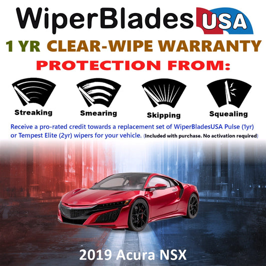 2019 Acura NSX Wiper Blades Set w/1yr Wear Warranty (Set of 2) Pulse Beam Wipers-1