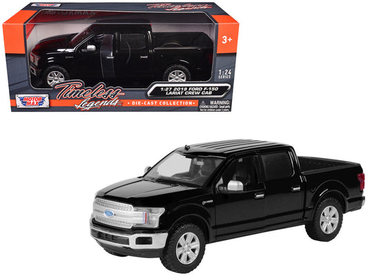 2019 Ford F-150 Lariat Crew Cab Pickup Truck Black 1/27 Diecast Model Car by Motormax-0
