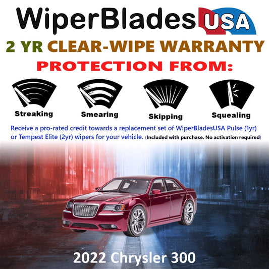 2022 Chrysler 300 Wiper Blades Set w/2yr Wear Warranty (Set of 2) Tempest Elite-1