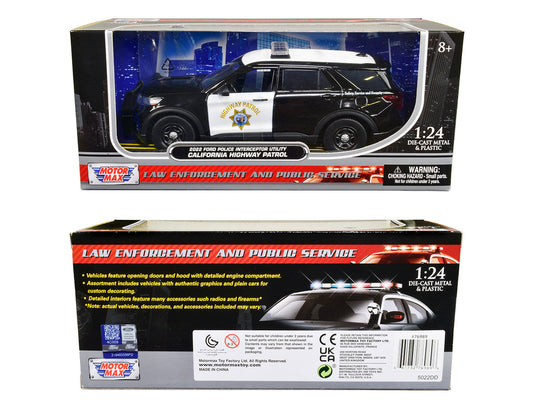 2022 Ford Police Interceptor Utility "California Highway Patrol" Black and White 1/24 Diecast Model Car by Motormax-2