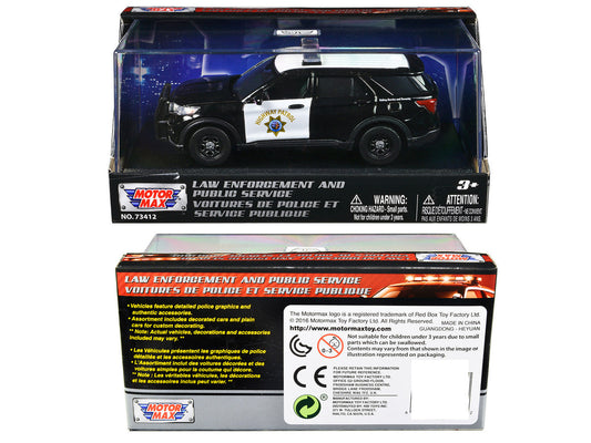 2022 Ford Police Interceptor Utility "California Highway Patrol" Black and White "Law Enforcement and Public Service" Series 1/43 Diecast Model Car by Motormax-2
