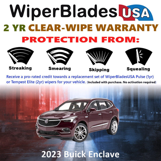 2023 Buick Enclave Wiper Blades w/2yr Wear Warranty (Set of 3) w/Rear Wipers-1