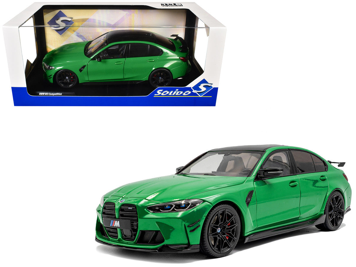 2024 BMW M3 Competition Signal Green with Carbon Top 1/18 Diecast Model Car by Solido-4