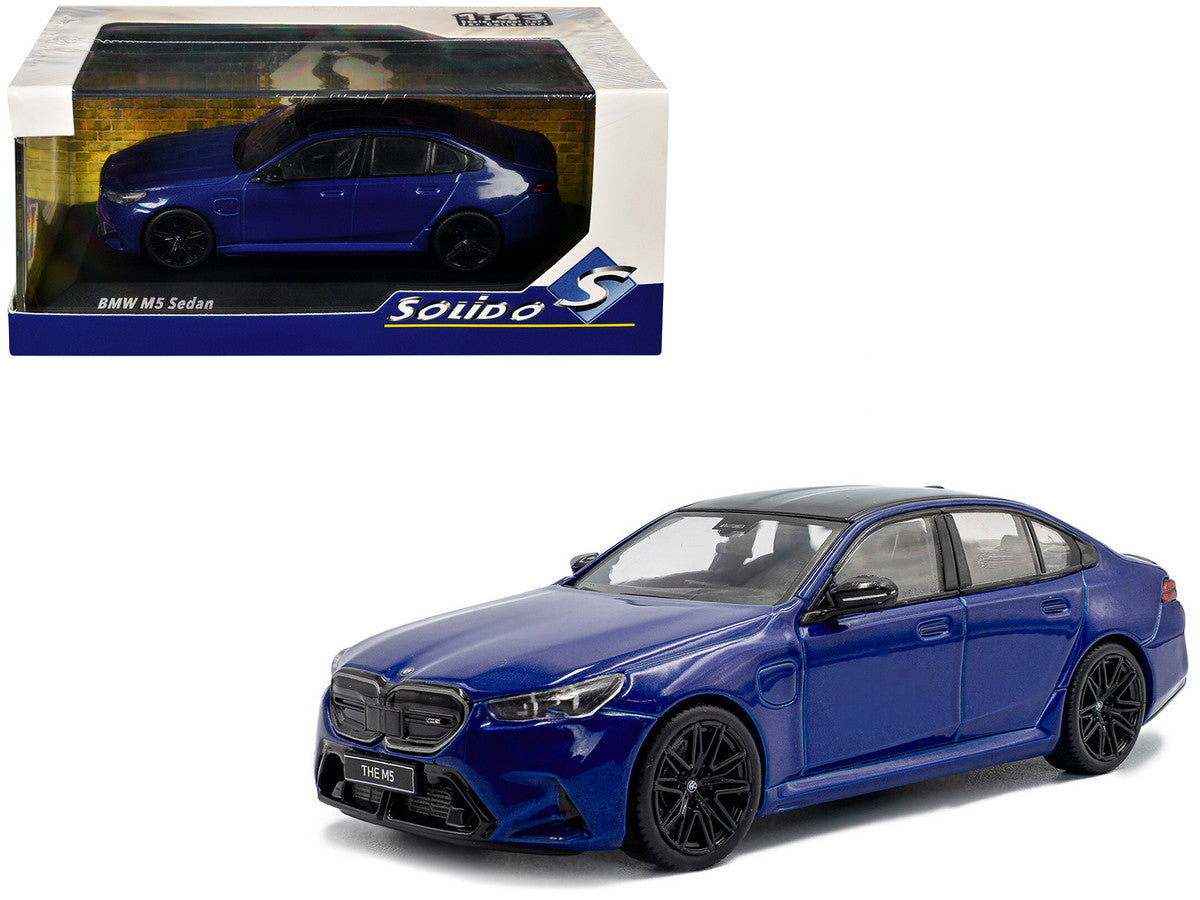 2024 BMW M5 Sedan Marina Bay Blue Metallic with Black Top 1/43 Diecast Model Car by Solido-4