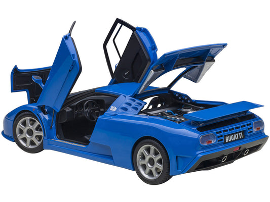 Bugatti EB110 SS Super Sport French Racing Blue with Silver Wheels 1/18 Model Car by Autoart-1