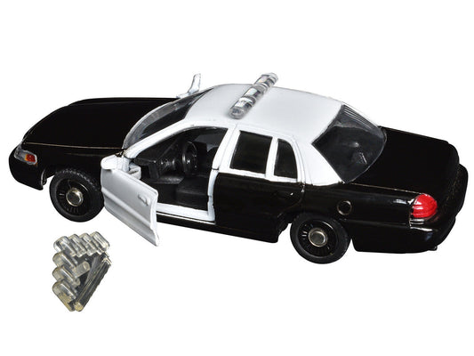 Ford Crown Victoria Police Interceptor Black and White 1/43 Diecast Model Car by Motormax-1