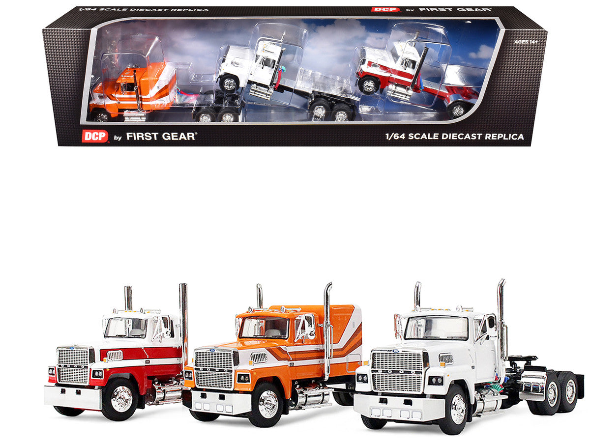 Ford LTL 9000 Trio Set (Two Day Cabs and One 60" Flat Top Sleeper) 1/64 Diecast Model by DCP/First Gear-4