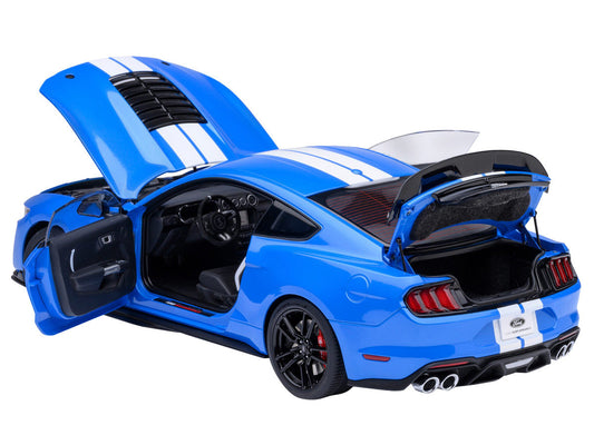 Ford Mustang Shelby GT500 Grabber Blue with White Stripes 1/18 Model Car by Autoart-0