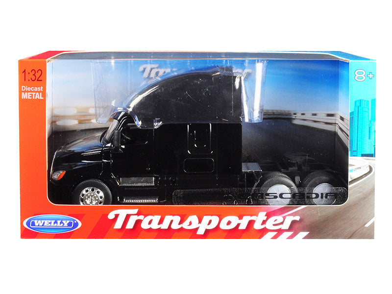 Freightliner Cascadia Truck Black "Transporter" 1/32 Diecast Model by Welly-2