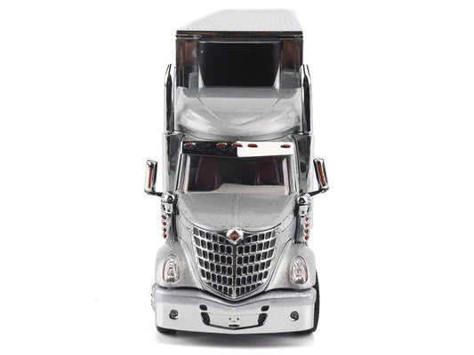 International Lonestar Truck with Sleeper Silver Metallic with "CAT Caterpillar" Mural Trailer "Transport Series" 1/50 Diecast Model by Diecast Masters-1