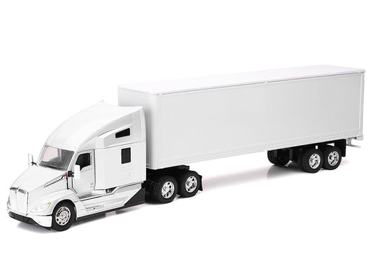 Kenworth T680 Truck White with Dry Van Trailer White "Long Haul Trucker" Series 1/32 Diecast Model by New Ray-1