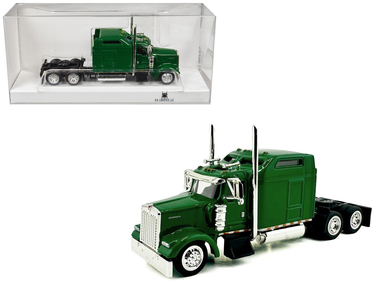 Kenworth W900L Truck Tractor with Sleeper Cab Green 1/87 (HO) Scale Plastic Model Car by HO Logistics-2