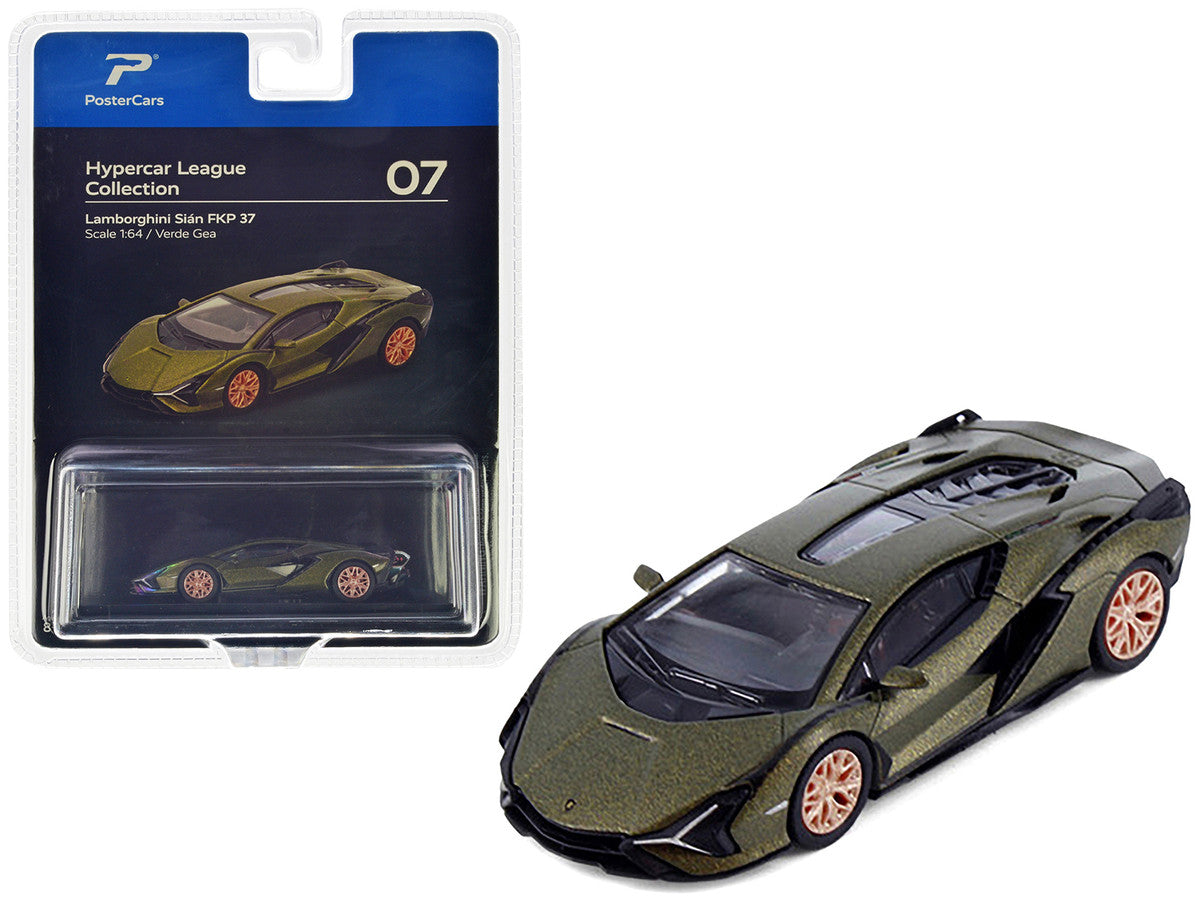 Lamborghini Sian FKP 37 Verde Gea Green Metallic "Hypercar League Collection" 1/64 Diecast Model Car by PosterCars-0