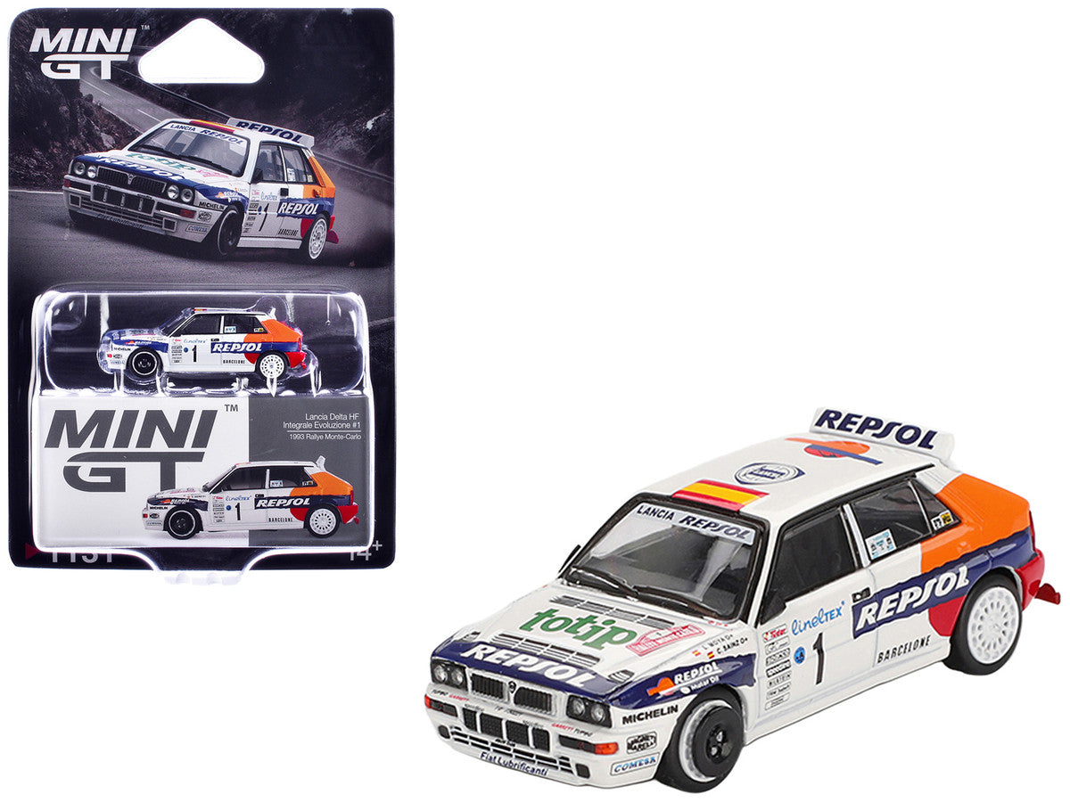 Lancia Delta HF Integrale Evoluzione #1 Carlos Sainz - Luis Moya "Rallye Monte-Carlo" (1993) Limited Edition 1/64 Diecast Model Car by Mini GT-3