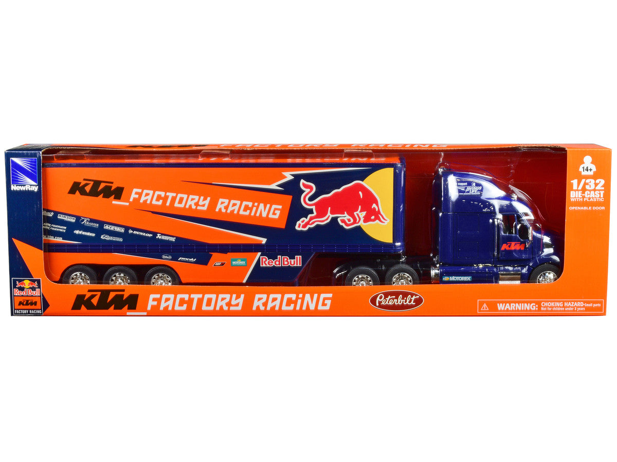 Peterbilt 387 Truck Dark Blue "Red Bull - KTM Factory Racing" 1/32 Diecast Model by New Ray-2